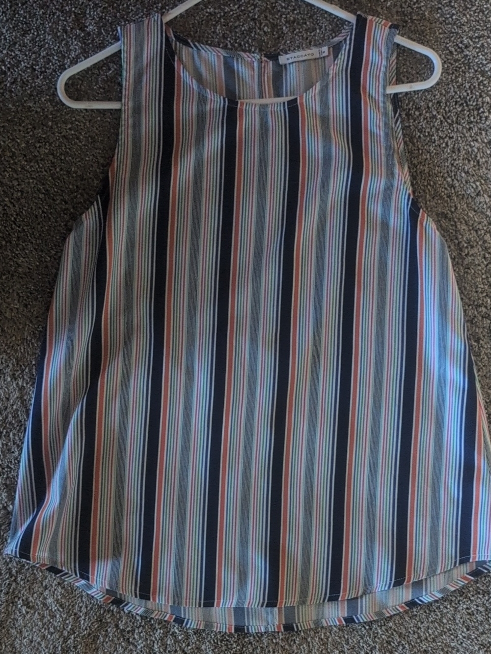Staccato Sleeveless Striped Top - Navy, Pink & White